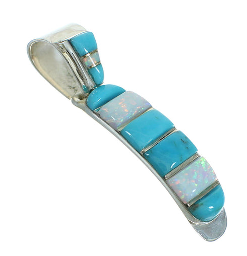 Southwestern Sterling Silver Turquoise And Opal Inlay Pendant YX68253